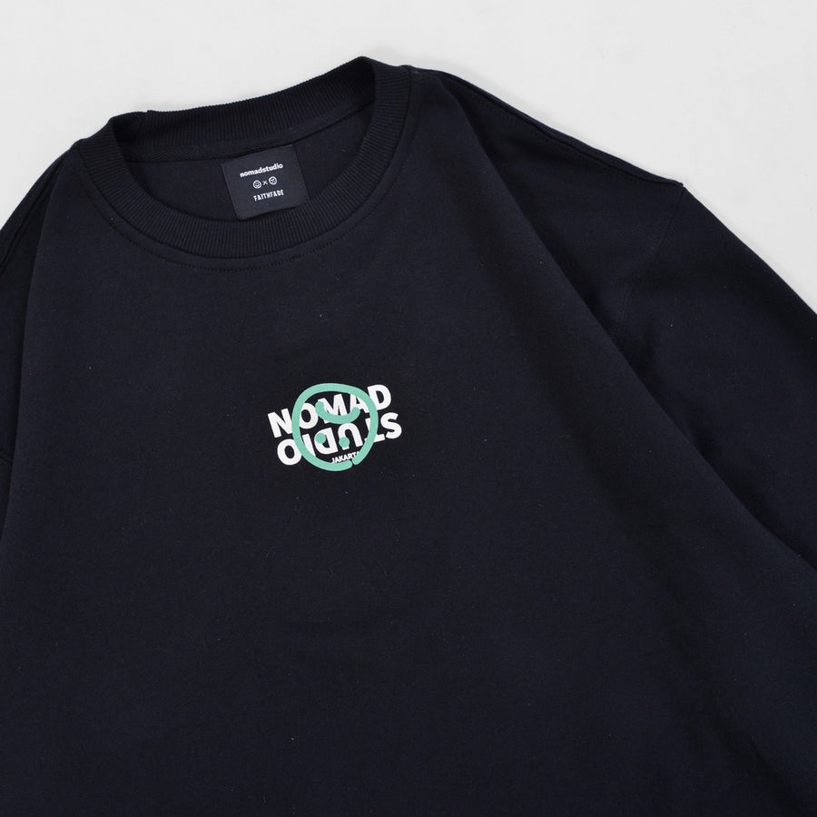 Nomadstudio X Faith Fade Black Hijack Logo Oversized Crewneck