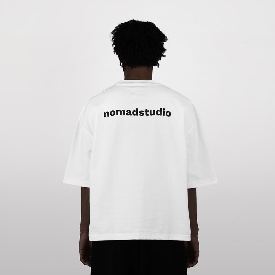 Nomadstudio MTL - White Heavyweight Metal Plate Boxy Oversized T-Shirt