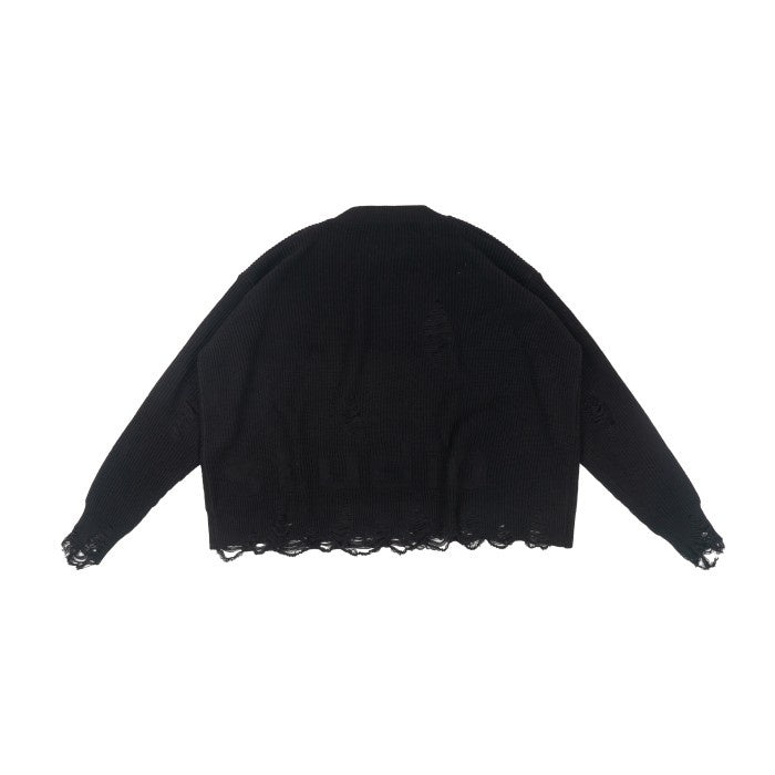 Black Distressed Oversized Knit Sweater