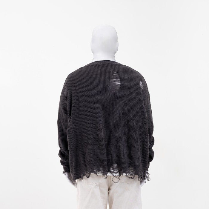 NOMADSTUDIO Reborn - Dark Grey Distressed Oversized Knit Cardigan