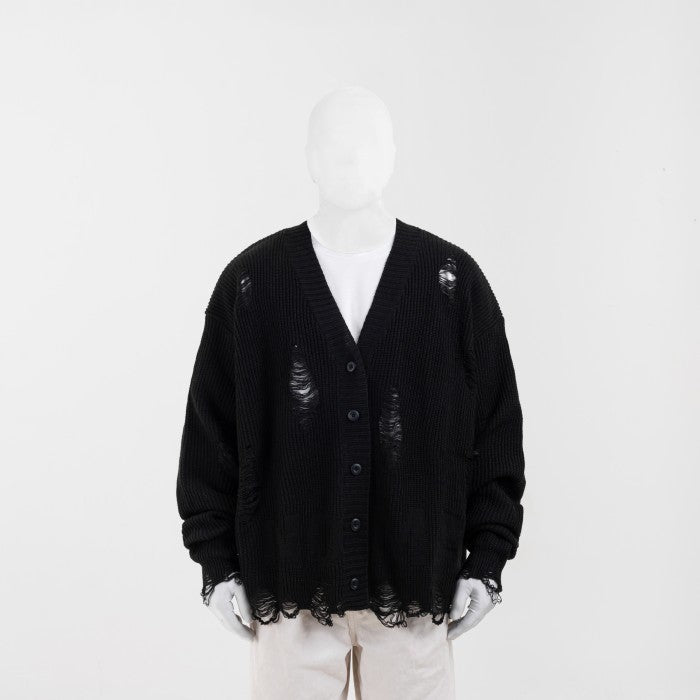 NOMADSTUDIO Reborn - Black Distressed Oversized Knit Cardigan