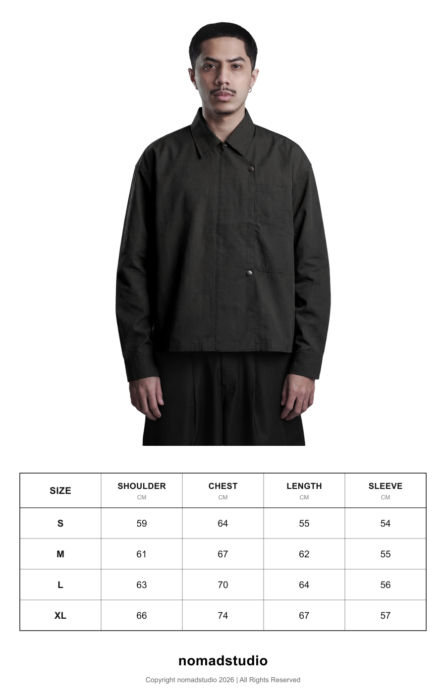 Size guide for Beskap Snap Double Pocket Jacket - Black