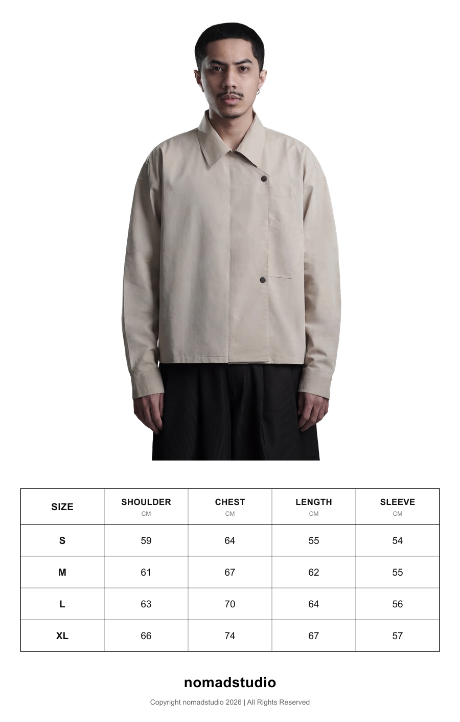 Size guide for Beskap Snap Double Pocket Jacket - Cream