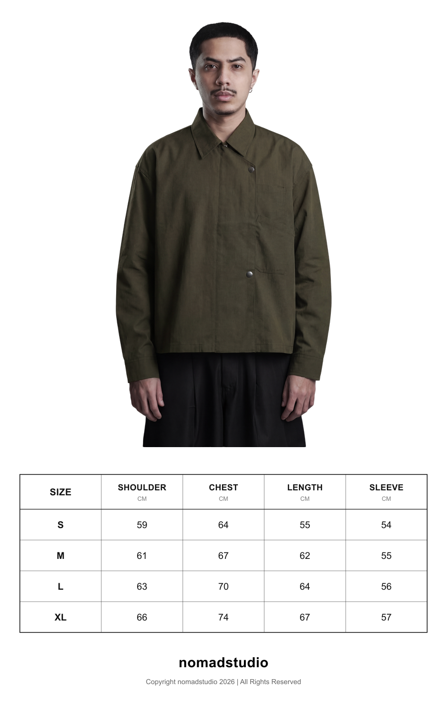 Size guide for Beskap Snap Double Pocket Jacket - Army