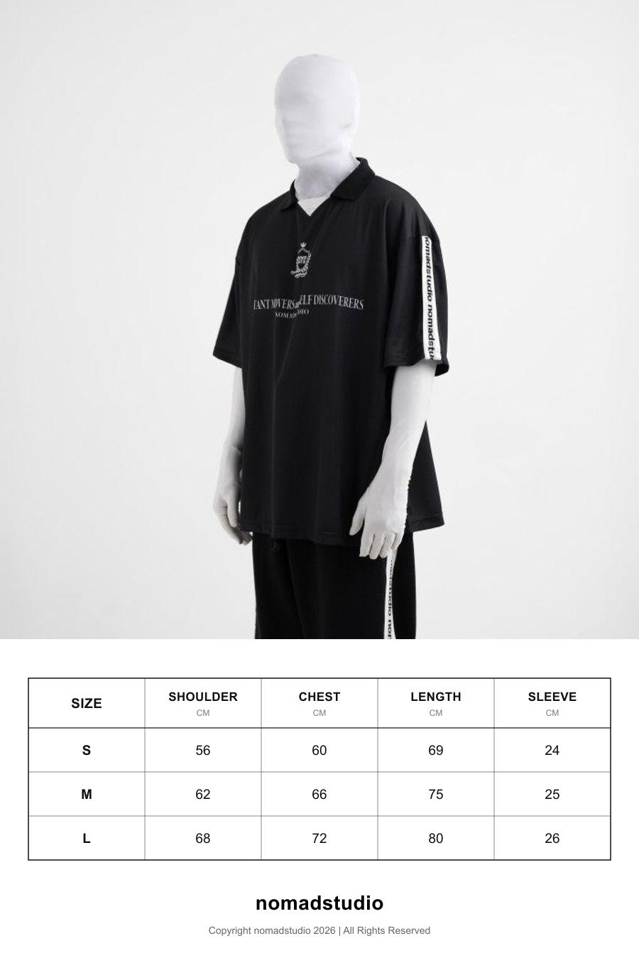 Size guide for NOMADSTUDIO - Black Knit Sleeve Oversized Jersey