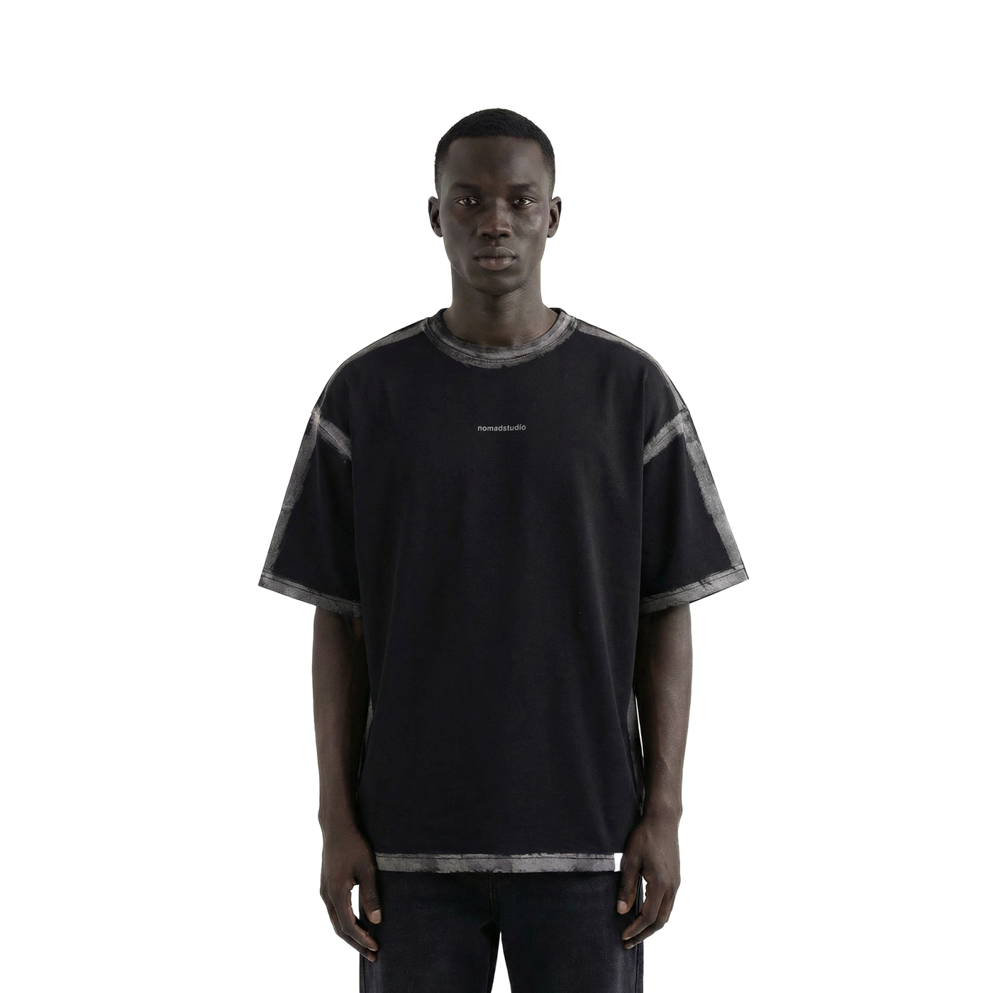 Black Sprayed Relaxed Fit Tshirt