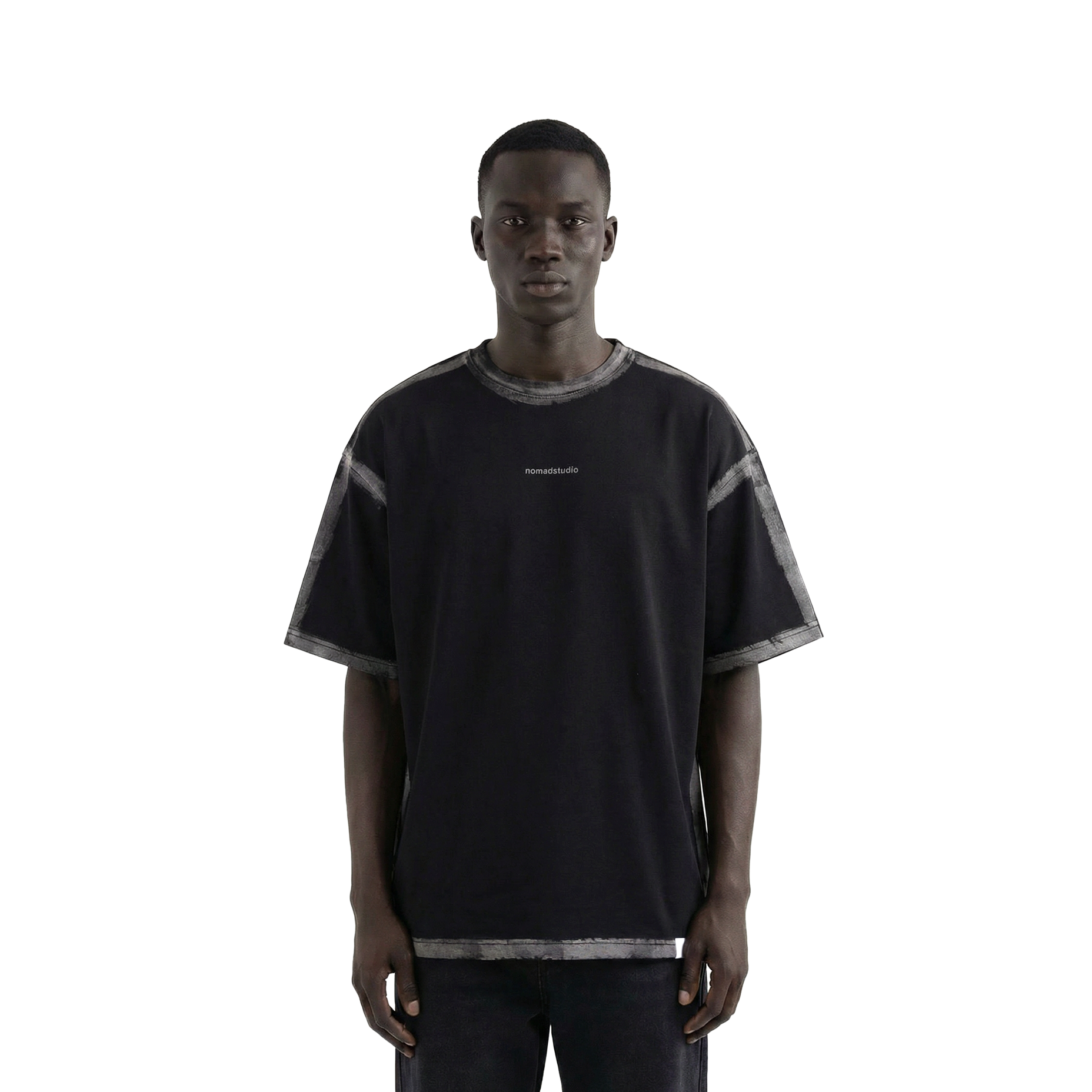 Black Sprayed Relaxed Fit Tshirt