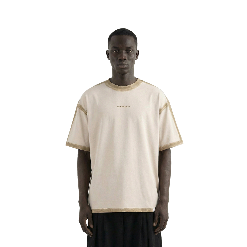 Cream Sprayed Relaxed Fit Tshirt