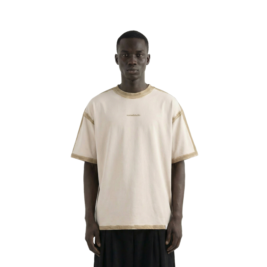 Cream Sprayed Relaxed Fit Tshirt
