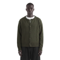 Army Green Stripes Knit Cardigan