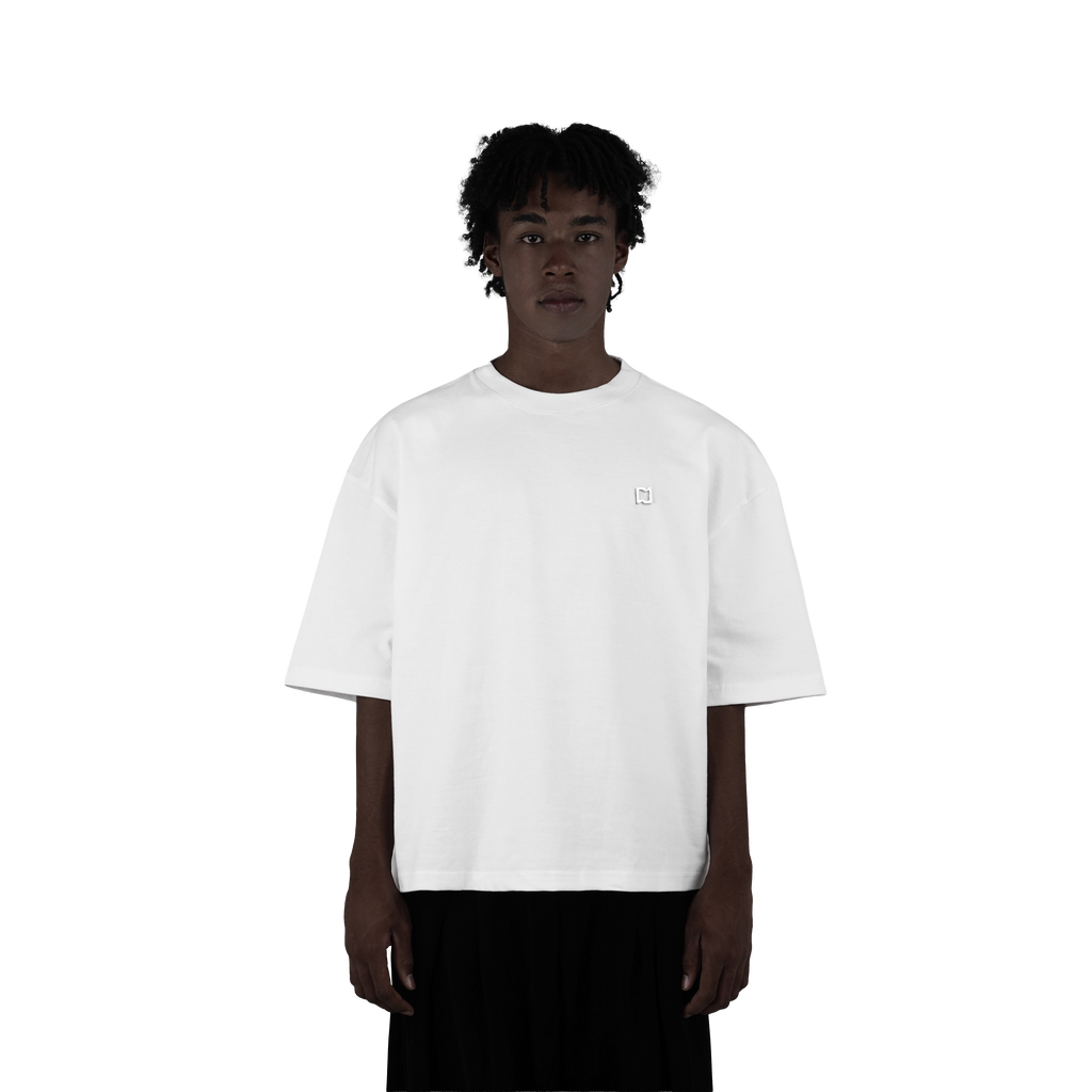 White Heavy Weight Metal Plate Boxy Tshirt
