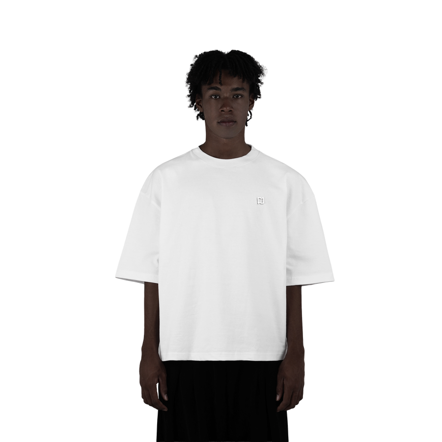 White Heavy Weight Metal Plate Boxy Tshirt