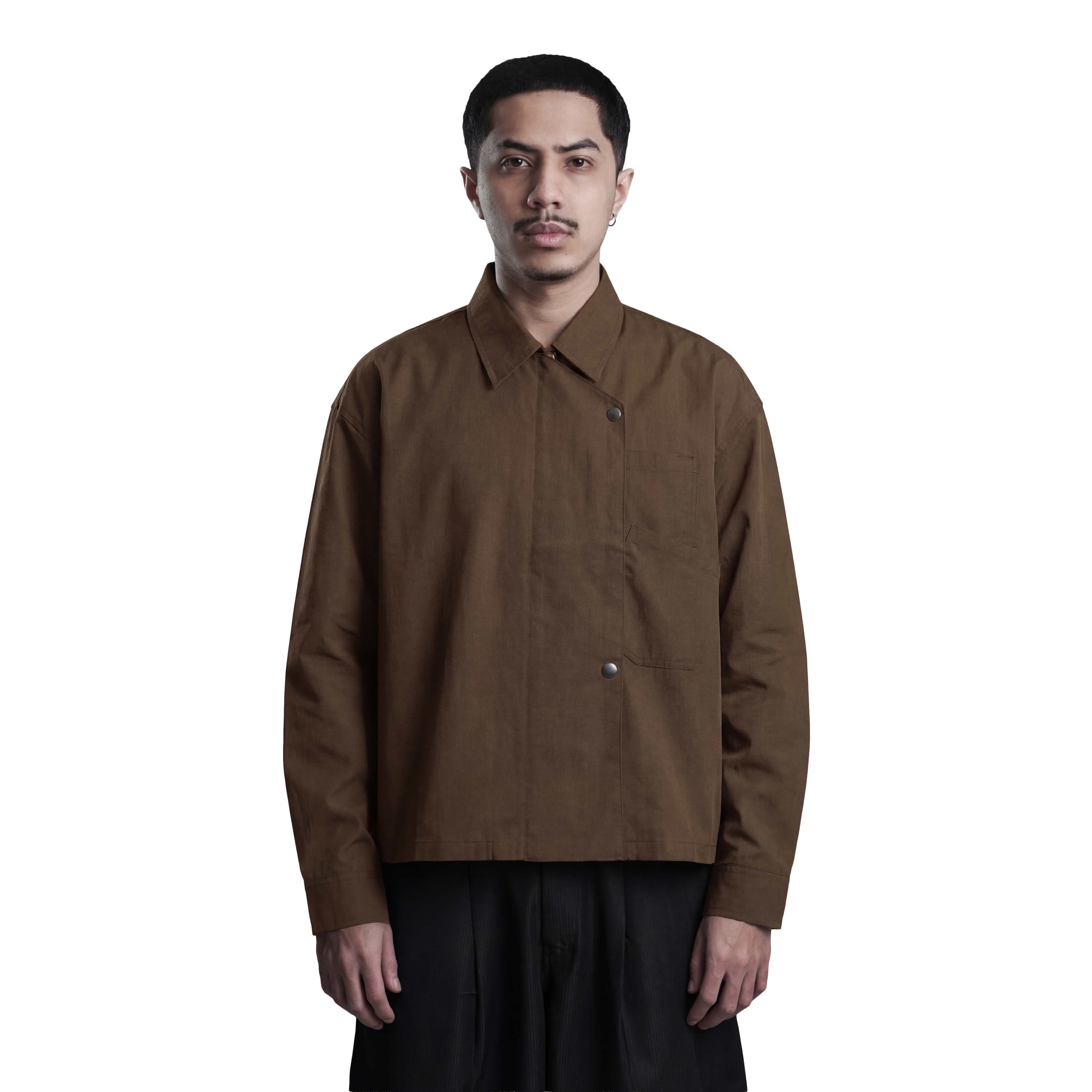 Beskap Snap Double Pocket Jacket - Brown