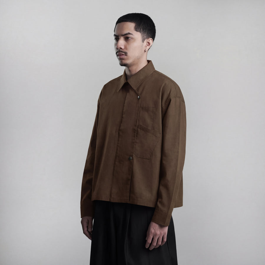 Beskap Snap Double Pocket Jacket - Brown