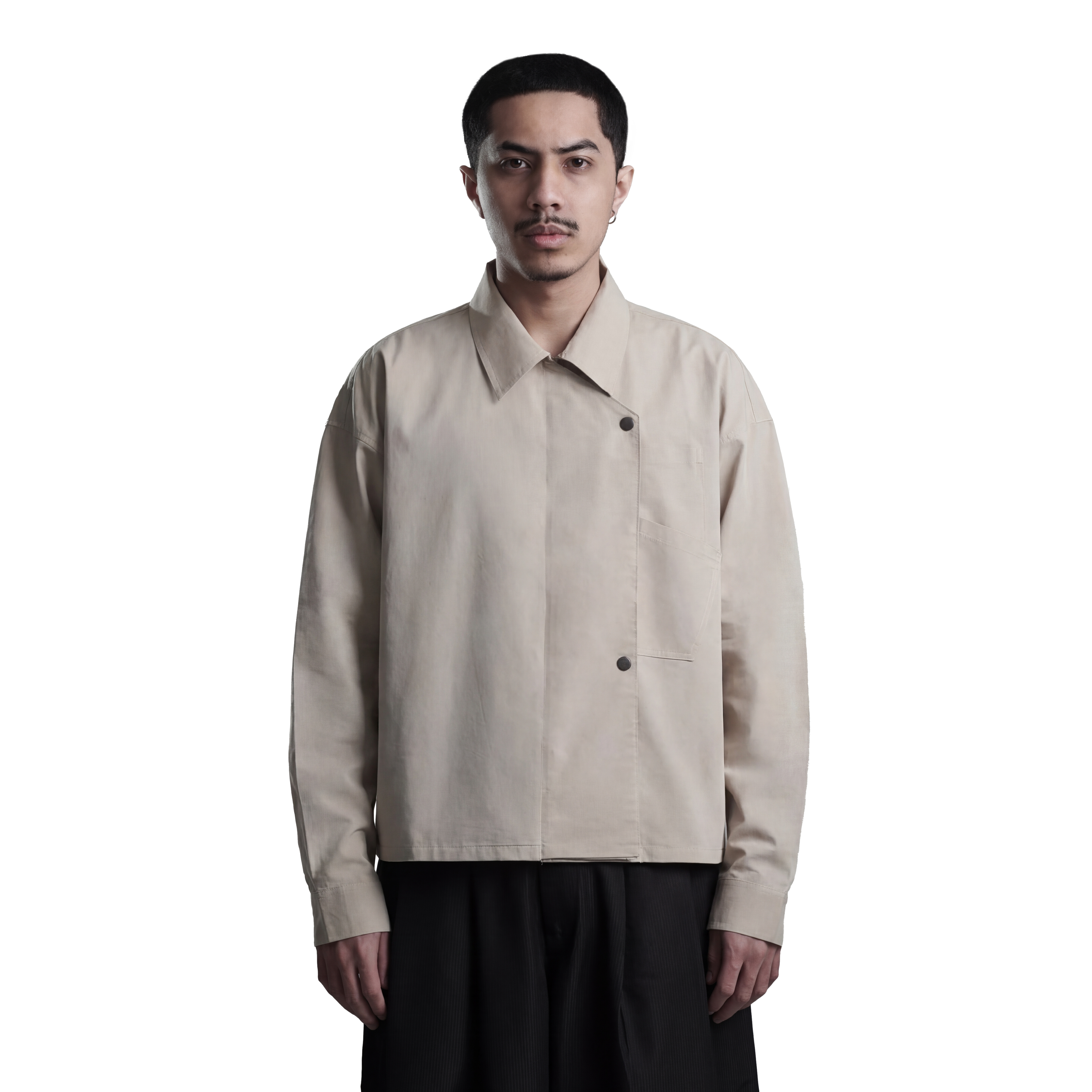 Beskap Snap Double Pocket Jacket - Cream