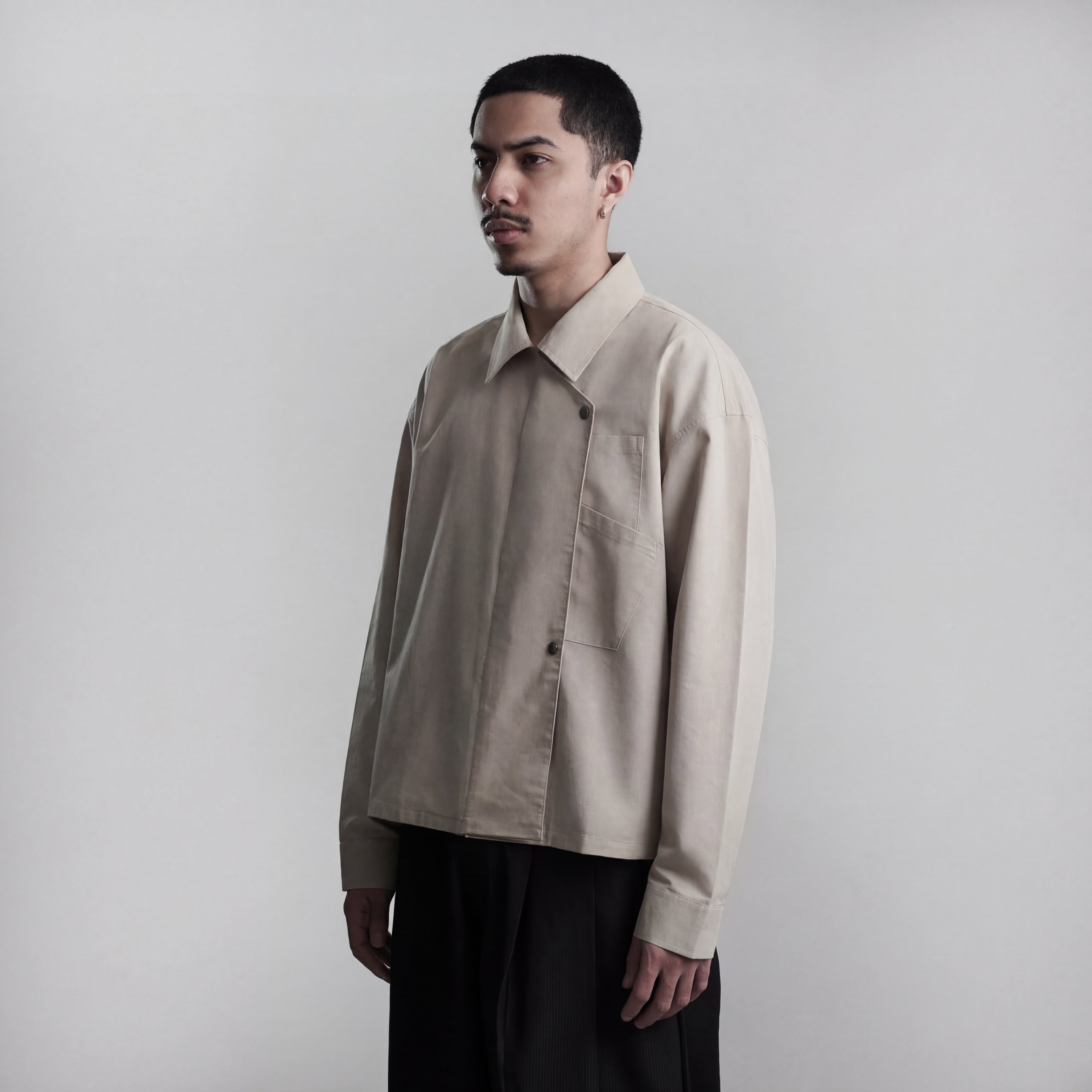 Beskap Snap Double Pocket Jacket - Cream