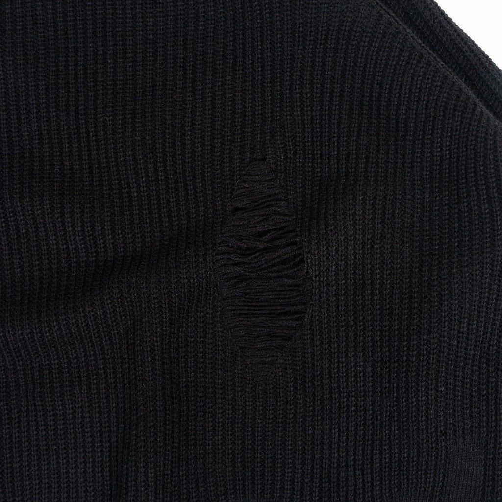 Black Distressed Oversized Knit Sweater