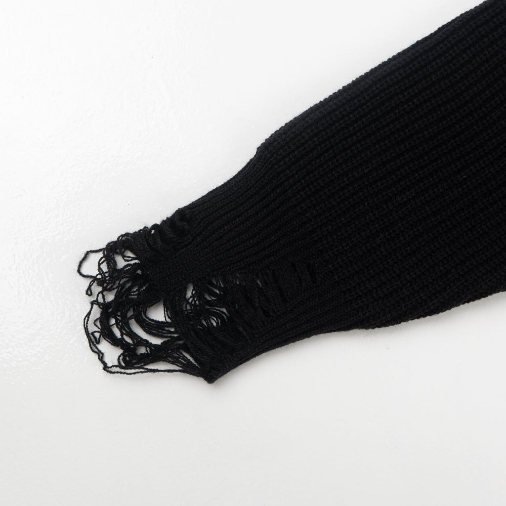 Black Distressed Oversized Knit Sweater