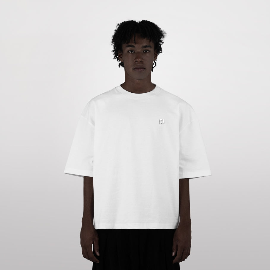 Nomadstudio MTL - White Heavyweight Metal Plate Boxy Oversized T-Shirt