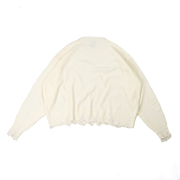 White Distressed Oversized Knit Sweater