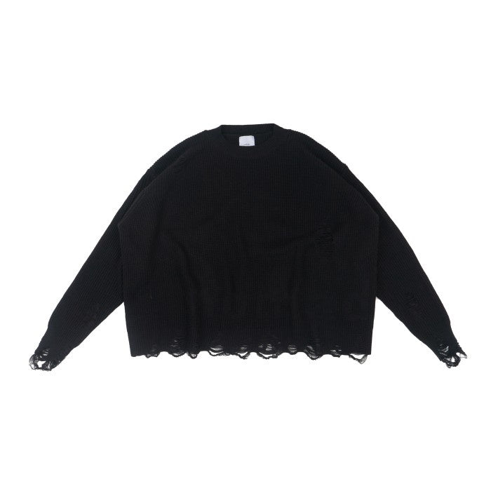 Black Distressed Oversized Knit Sweater