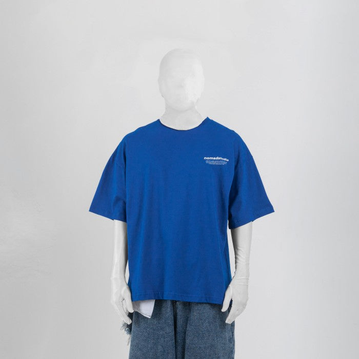 NOMADSTUDIO Reborn -  Blue Triangle Patch Oversized T-Shirt