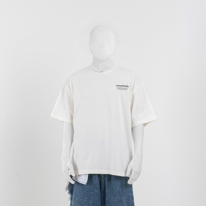 NOMADSTUDIO Reborn -  White Triangle Patch Oversized T-Shirt