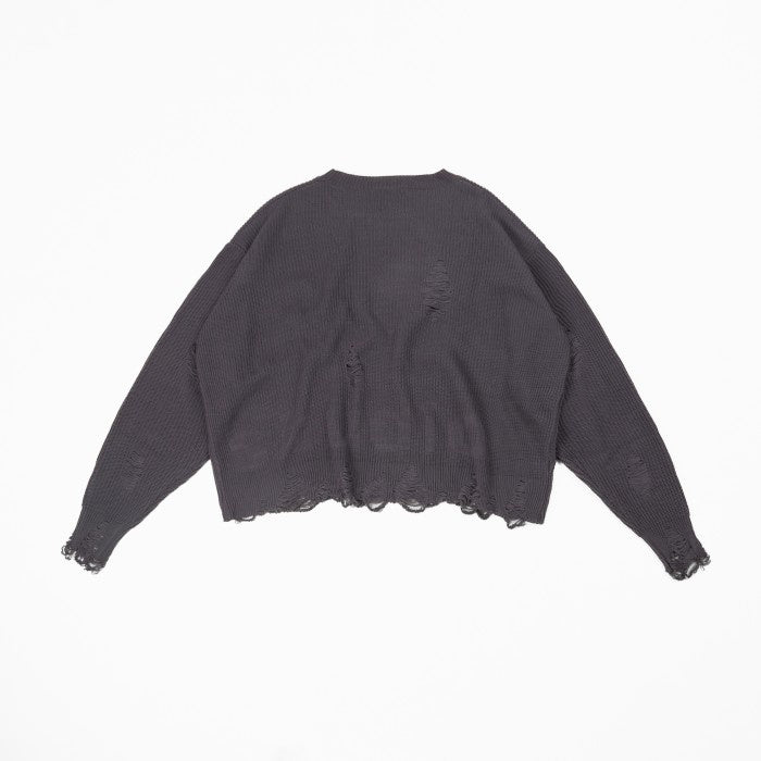 Dark Grey Distressed Oversized Knit Sweater