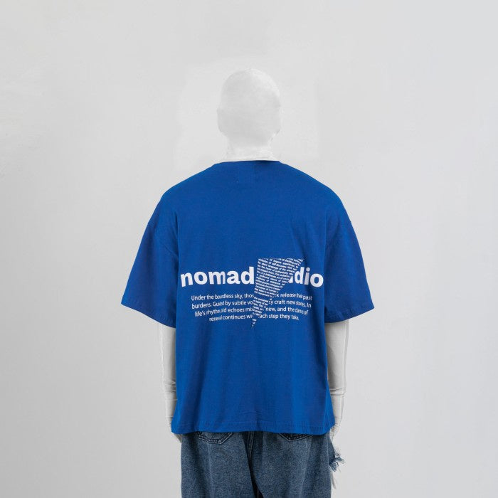 NOMADSTUDIO Reborn -  Blue Triangle Patch Oversized T-Shirt