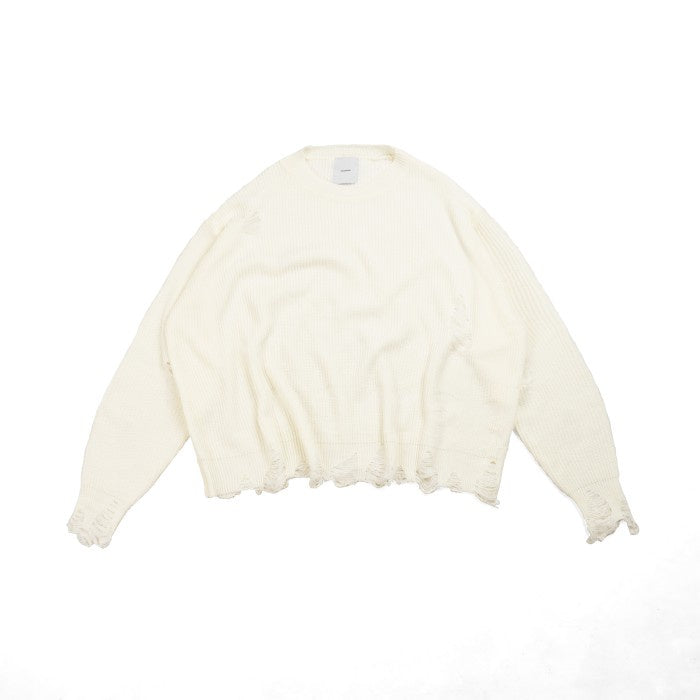 White Distressed Oversized Knit Sweater