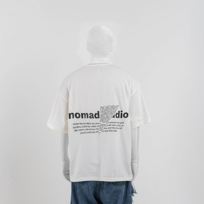 NOMADSTUDIO Reborn -  White Triangle Patch Oversized T-Shirt