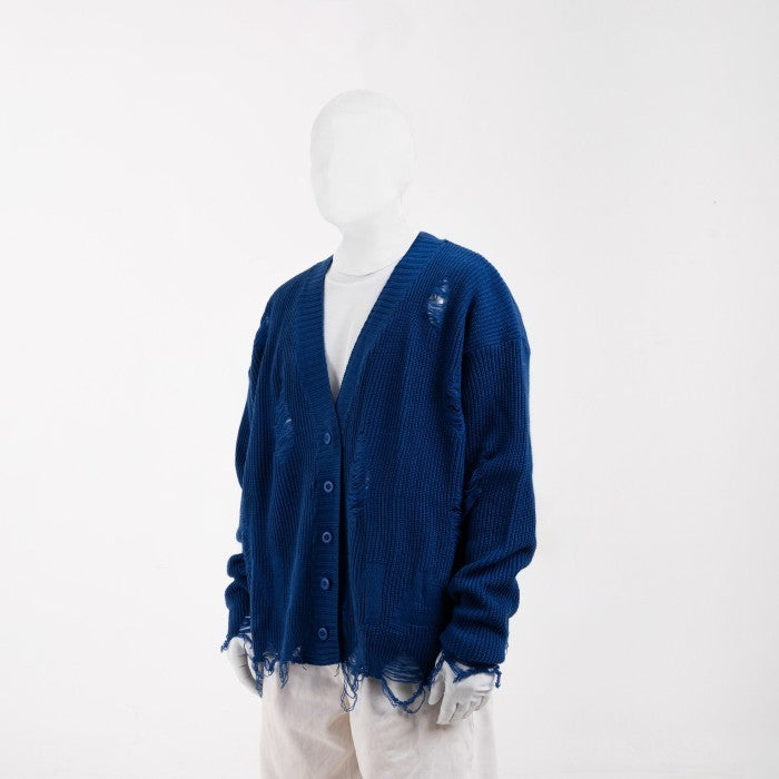 NOMADSTUDIO Reborn - Blue Distressed Oversized Knit Cardigan