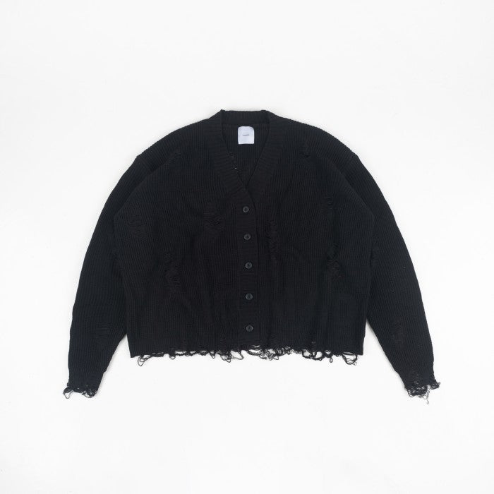 NOMADSTUDIO Reborn - Black Distressed Oversized Knit Cardigan