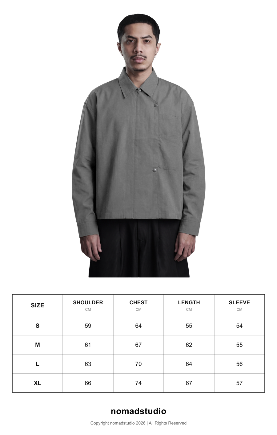 Size guide for Beskap Snap Double Pocket Jacket - Gray