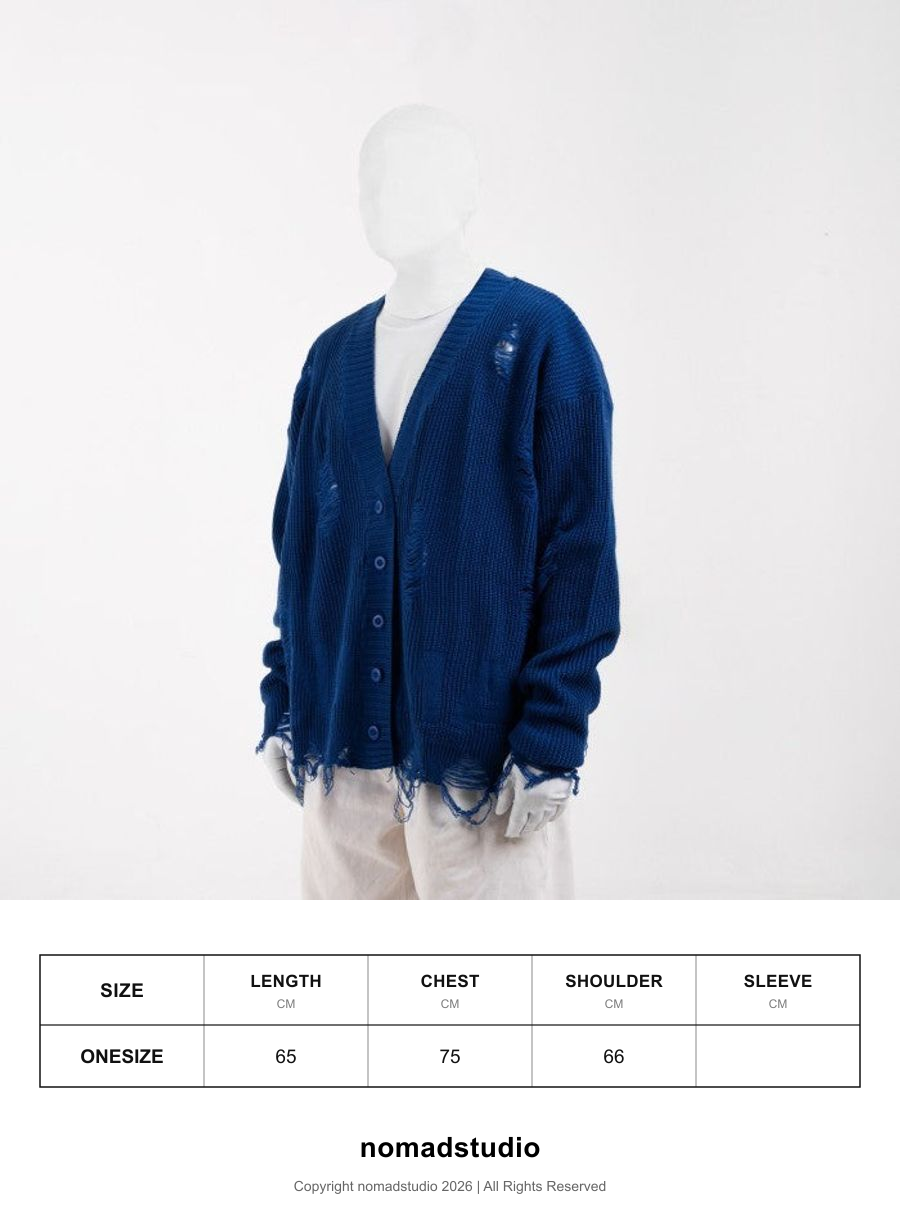 Size guide for NOMADSTUDIO Reborn - Blue Distressed Oversized Knit Cardigan