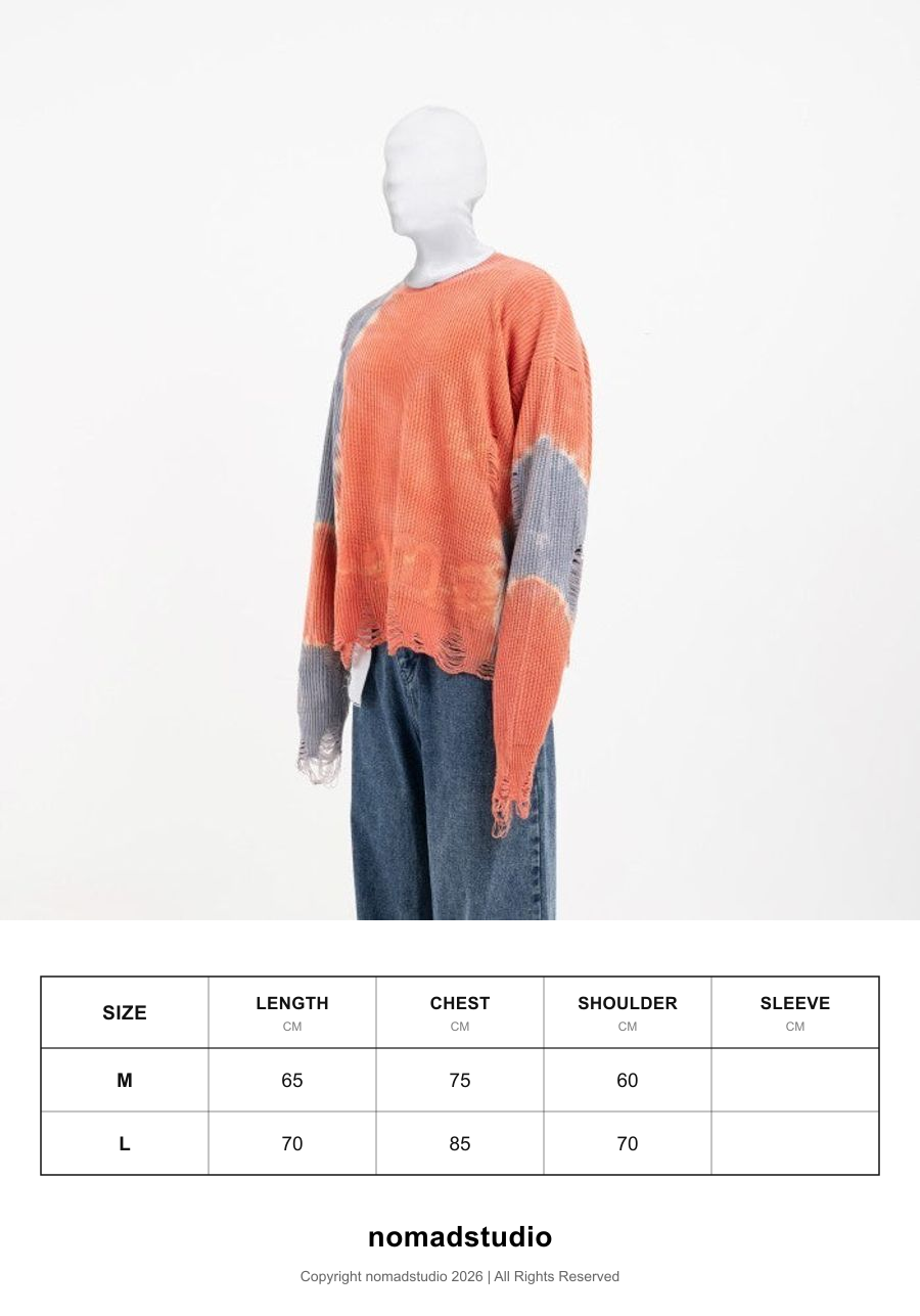 Size guide for NOMADSTUDIO Hue - Tiedye Distressed Oversized Knit Sweater