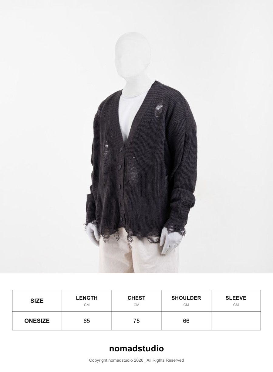 Size guide for NOMADSTUDIO Reborn - Dark Grey Distressed Oversized Knit Cardigan
